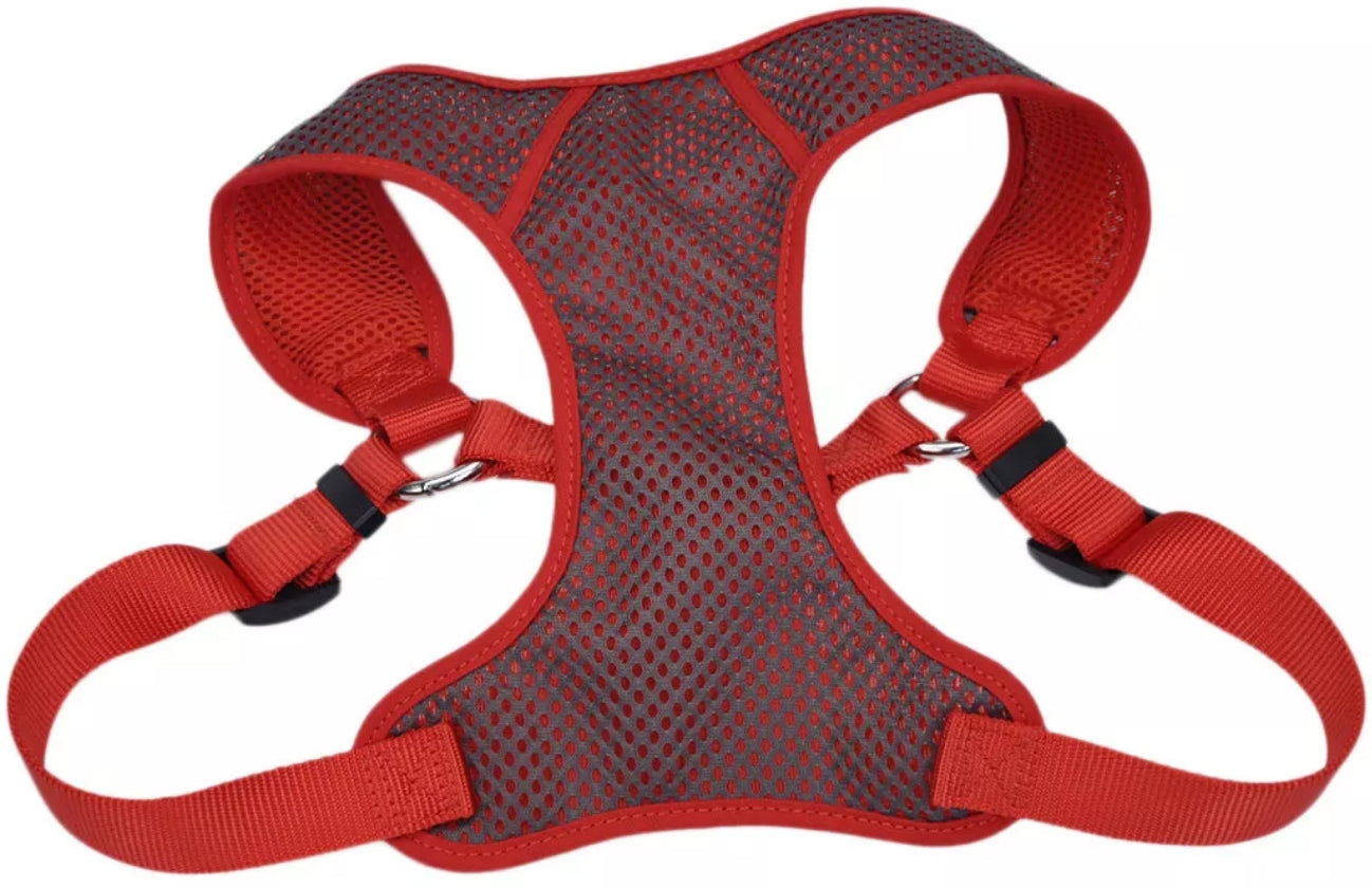 Coastal Pet Comfort Soft Sport Wrap Adjustable Dog Harness - Large & Small Dog Harness - Durable Harness For Dogs With Mesh Chest Pad - Grey With Red, 3/8' X 14-16'