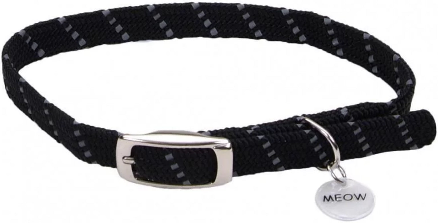 Coastal Pet Elastacat Reflective Safety Stretch Collar Black