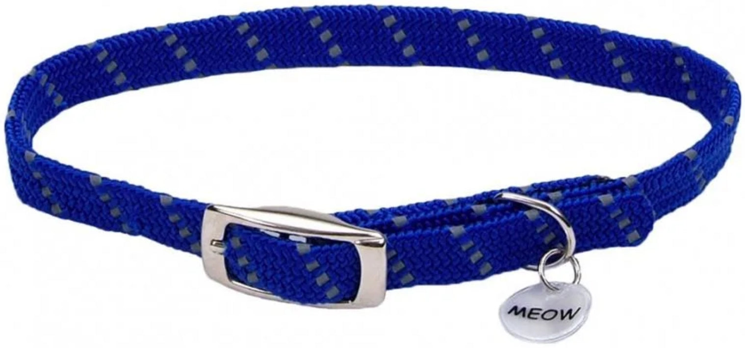 Coastal Pet Elastacat Reflective Safety Stretch Collar Blue