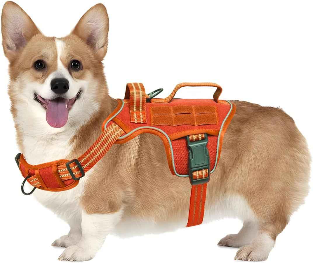 Tactical Dog Harness MOLLE Vest – Camo, S–XL, No-Pull