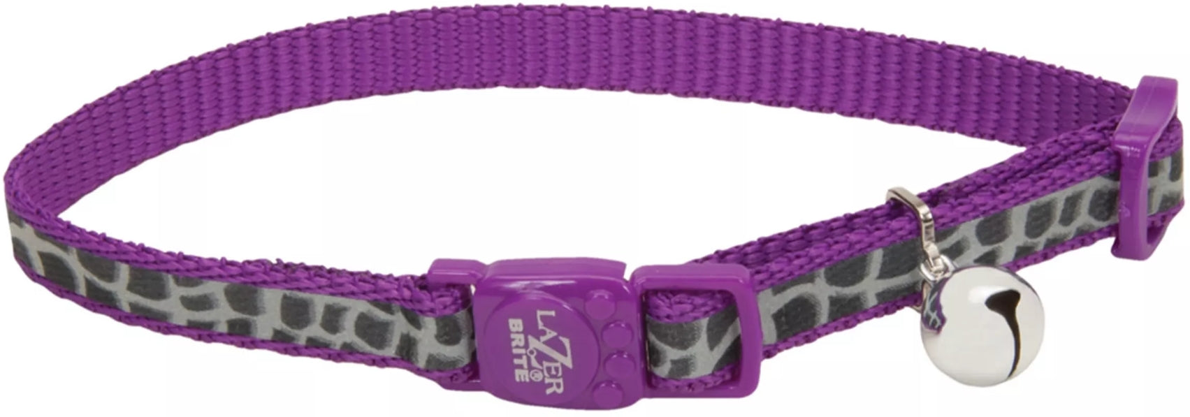 Coastal Pet Lazer Brite Reflective Adjustable Breakaway Cat Collar Purple Animal Print
