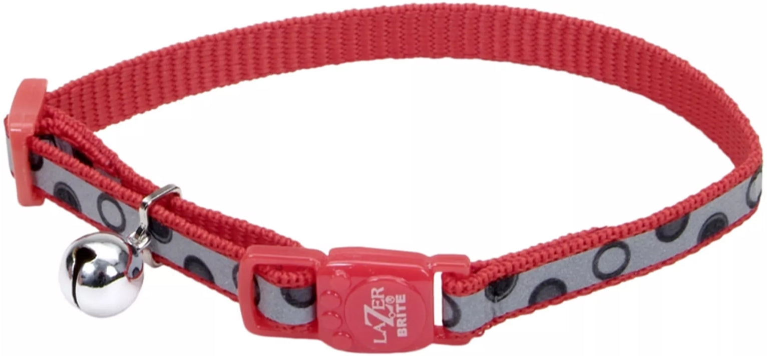 Coastal Pet Lazer Brite Reflective Adjustable Breakaway Cat Collar Red Bubbles