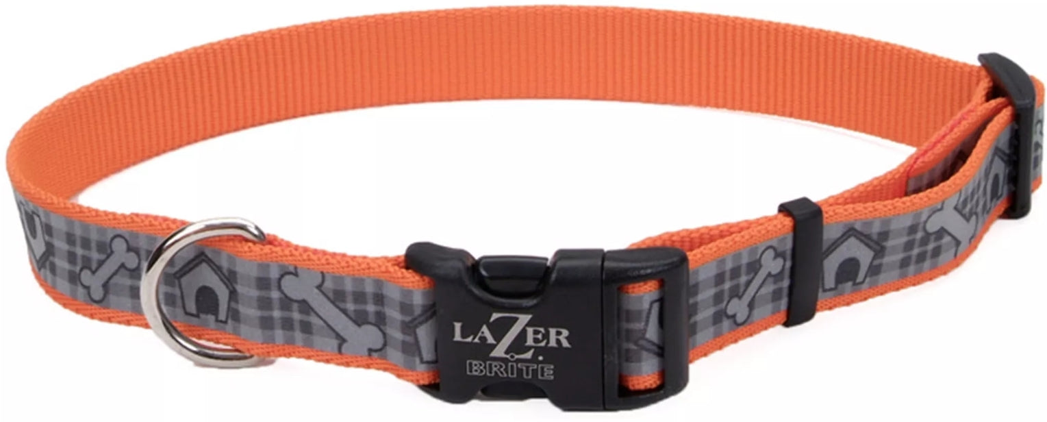 Coastal Pet Lazer Brite Reflective Adjustable Dog Collar Orange Dog House