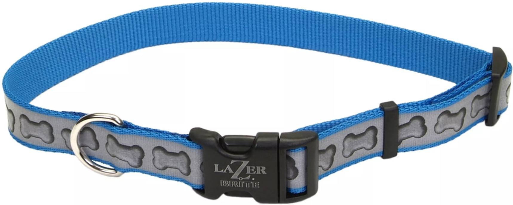 Coastal Pet Lazer Brite Reflective Adjustable Dog Collar Turquoise Bones