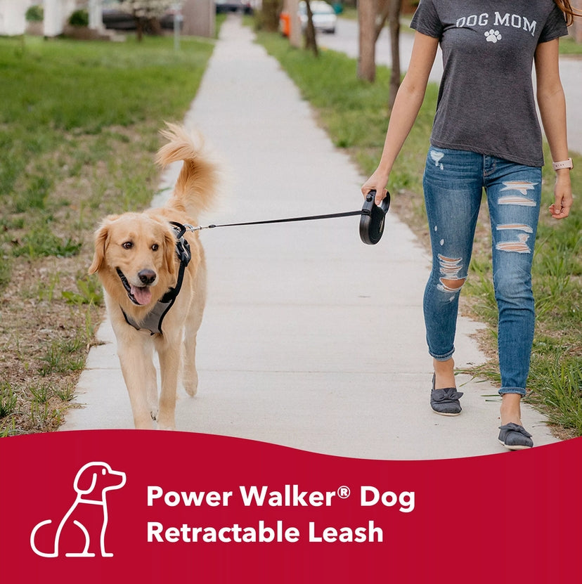 Coastal Pet Power Walker Dog Retractable Leash - Reflective Dog Leash - Stop-And-Release Control Button - Comfort Grip Handle - Pink - Medium