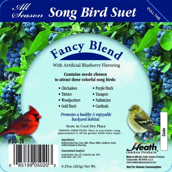 Heath Outdoor Fancy Blend Suet Cake 9.27 oz. High Energy All-Season Bird Food