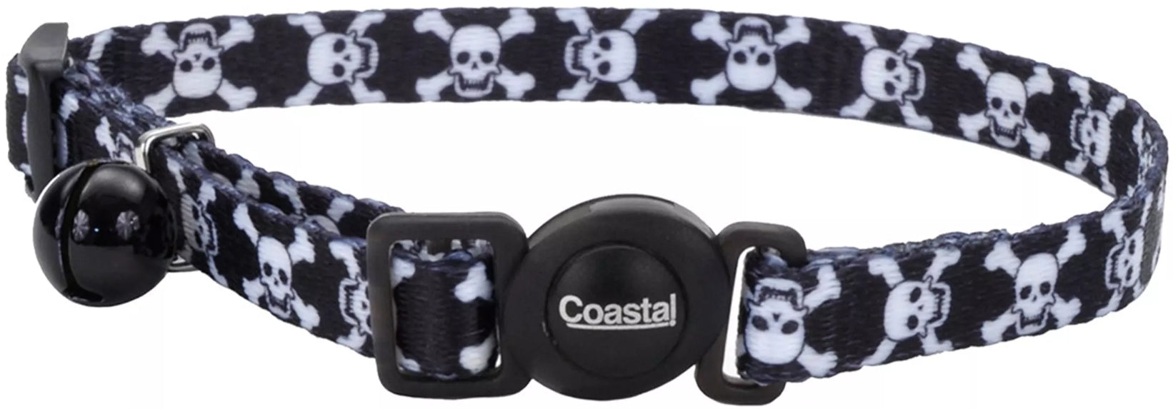 Coastal Pet Safe Cat Adjustable Breakaway Collar Black Skulls