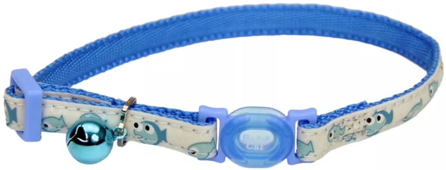 Coastal Pet Safe Cat Glow In The Dark Adjustable Breakaway Collar Blue Fish