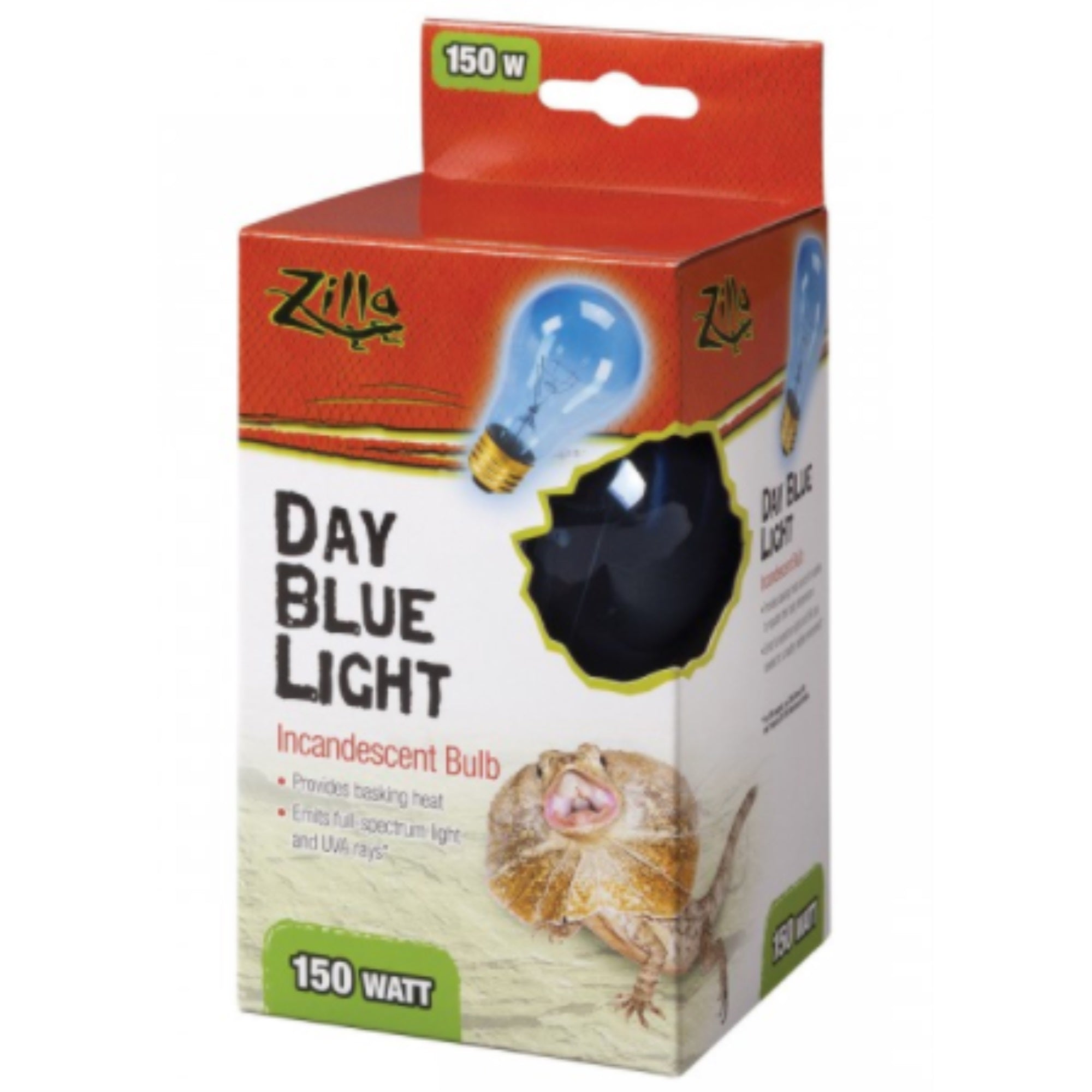 Zilla Reptile Terrarium Incandescent Heat Bulb, Day Blue, 150 Watts