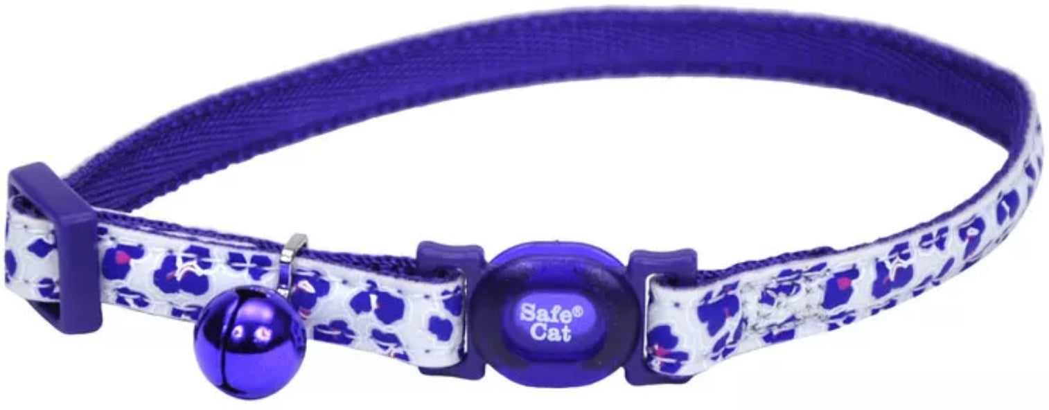 Coastal Pet Safe Cat Glow In The Dark Adjustable Breakaway Collar Purple Leopard