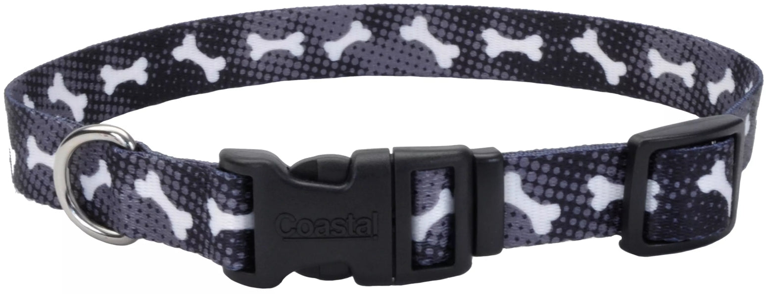 Coastal Pet Styles Adjustable Dog Collar Black Bones