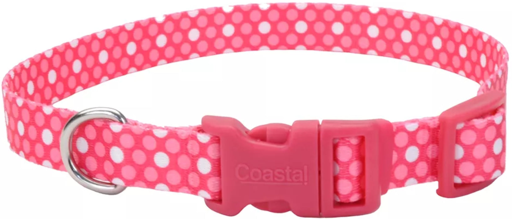 Coastal Pet Products #6621 3/4 Inch Wide X 20 Inch Long Pet Attire Adjustable Collar - Pink Dots