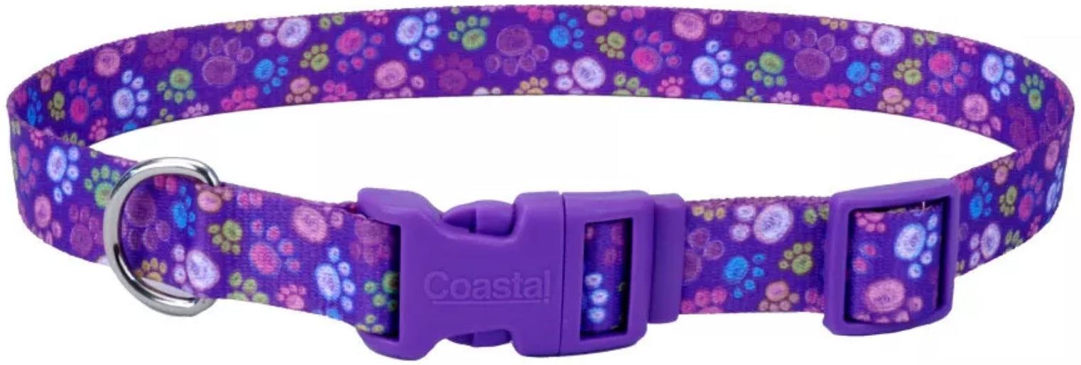 Coastal Pet Styles Adjustable Dog Collar Special Paws Purple
