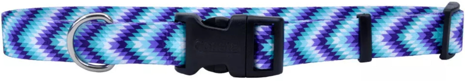 Coastal Pet Styles Adjustable Dog Collar Teal And Purple Diamonds