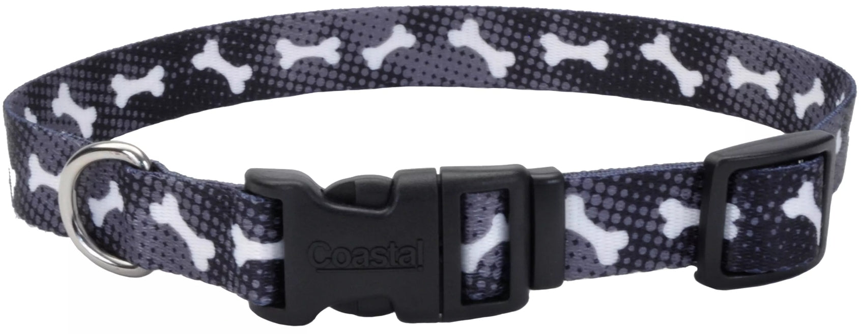 Coastal Pet Styles Nylon Adjustable Dog Collar Black Bones