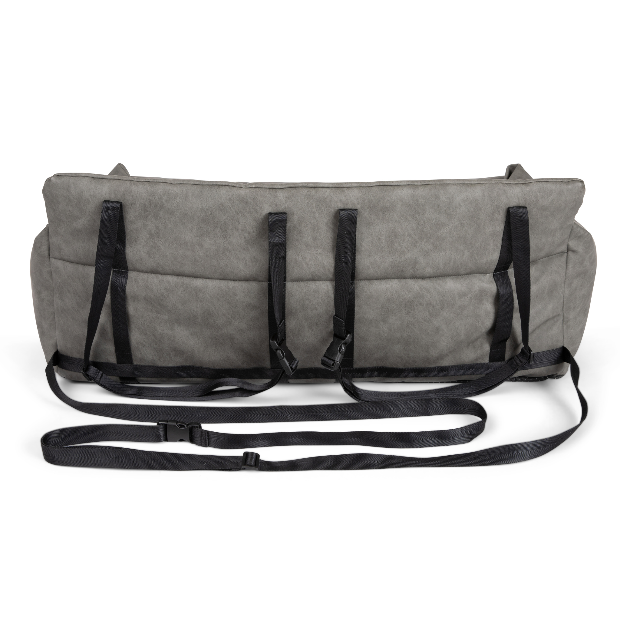 PupProtector™ Faux Cool-to-Touch Vegan Leather Memory Foam Dog Car Bed - Slate Gray