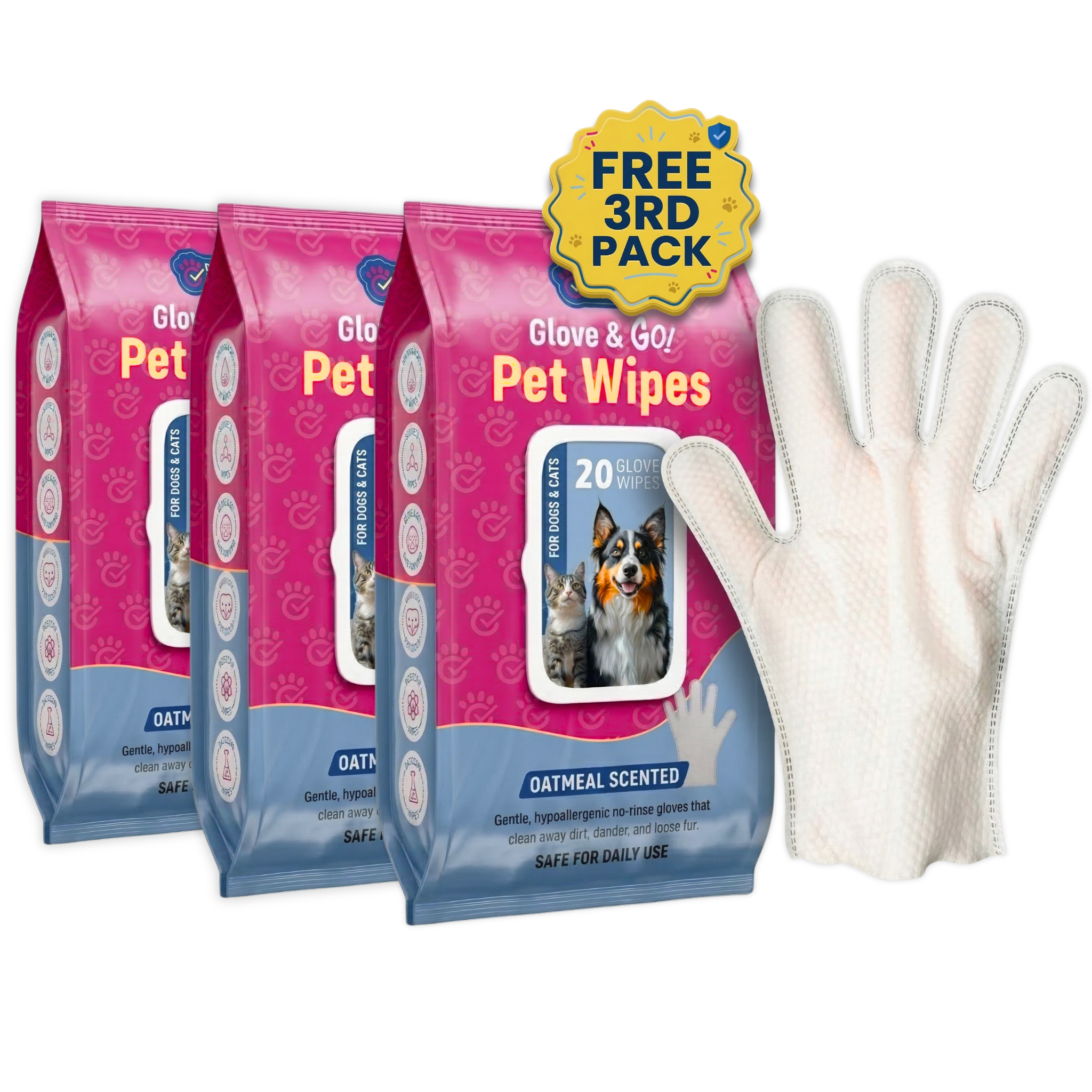 Glove & Go! Glove Grooming Wipes for Dogs & Cats