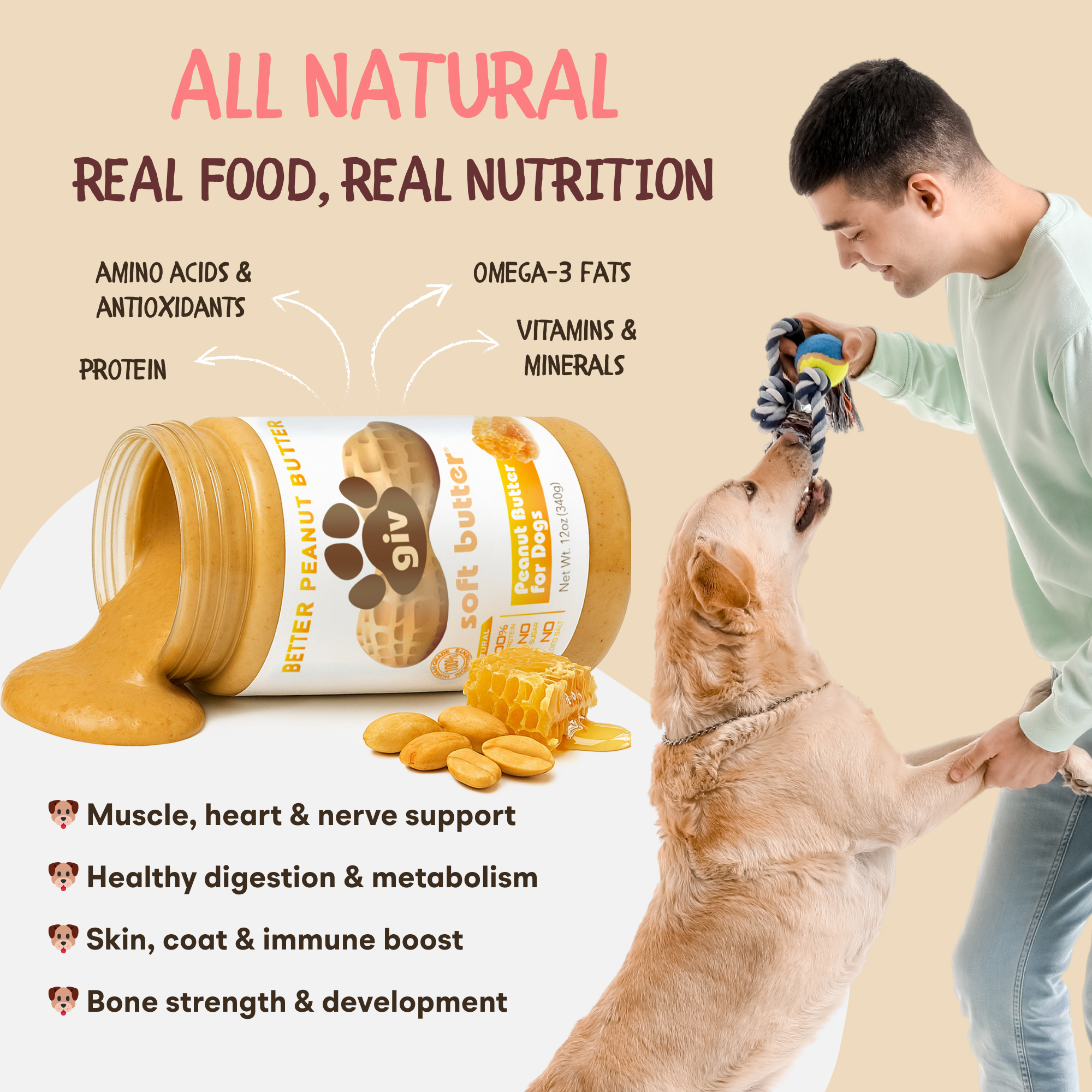 Dog Peanut Butter 4oz Pouch (10 Count)