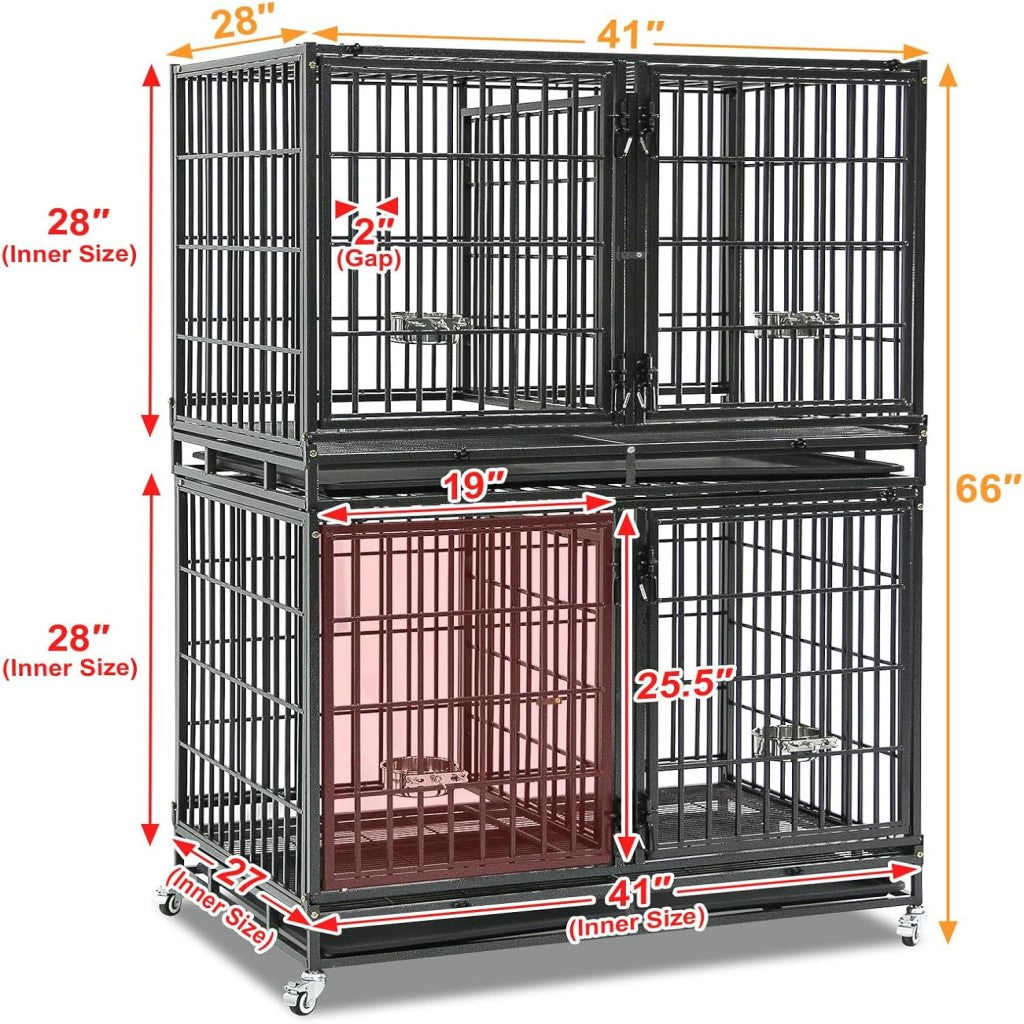 42" Stackable Dog Crate with Divider 43S (Extra Height)
