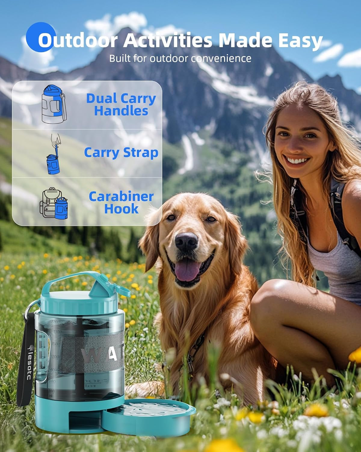 Dog Travel Kit with Water Bottle, Crate Bed & Odor Remover