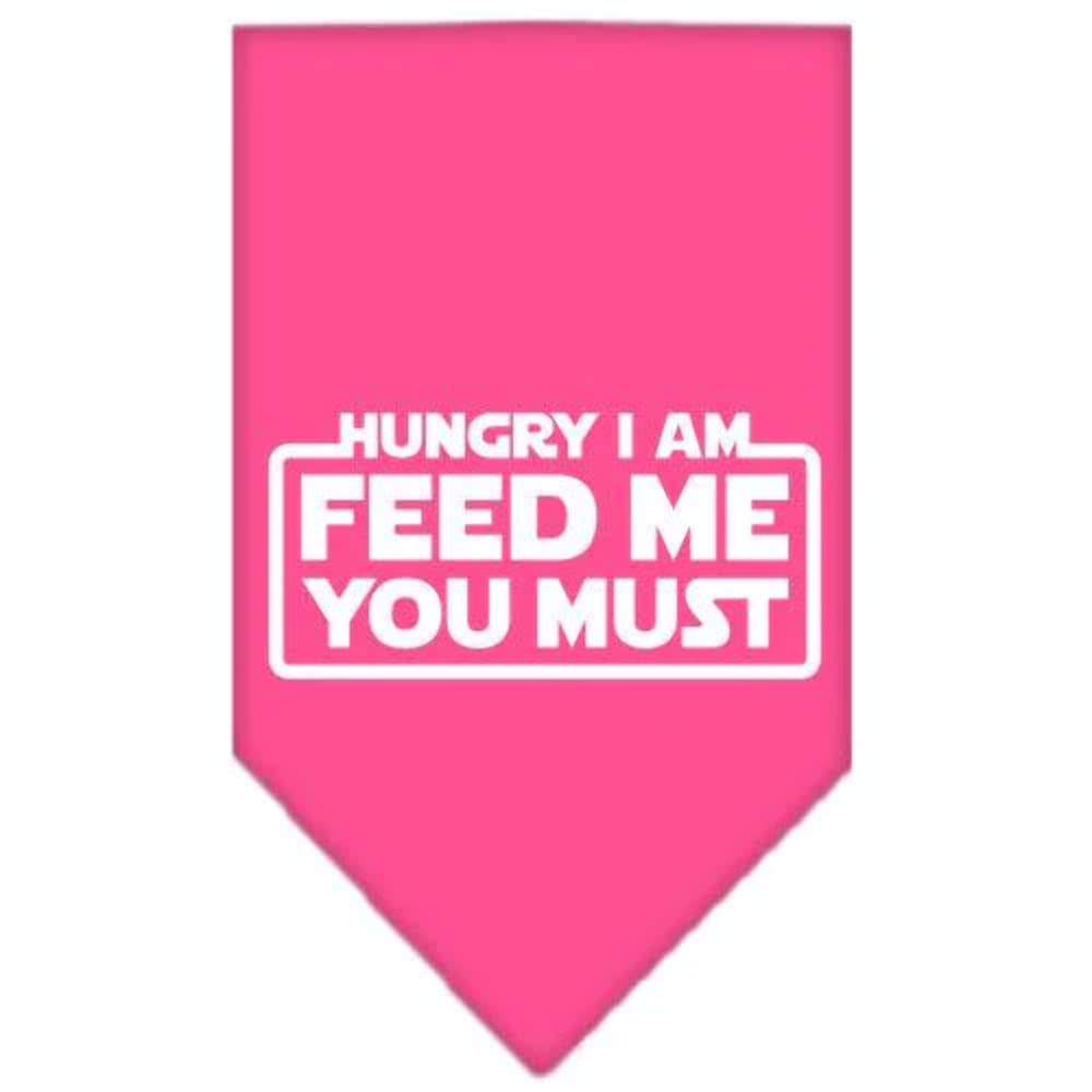 Pet and Dog Bandana Screen Printed, "Hungry I Am, Feed Me You Must" Navy Blue Small