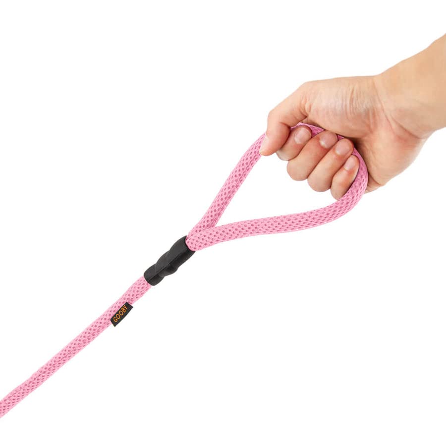 Gooby Mesh Leash for Small Dogs - 4 FT Breathable Polyester - Pink - Model 10017-PNK-ONE