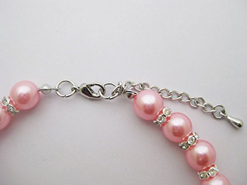 PETFAVORITES Crystal Dog Pearls Necklace Jewelry with Bling Rhinestone Bone Charm for Small Dogs Girl - Chihuahua Yorkie Clothes