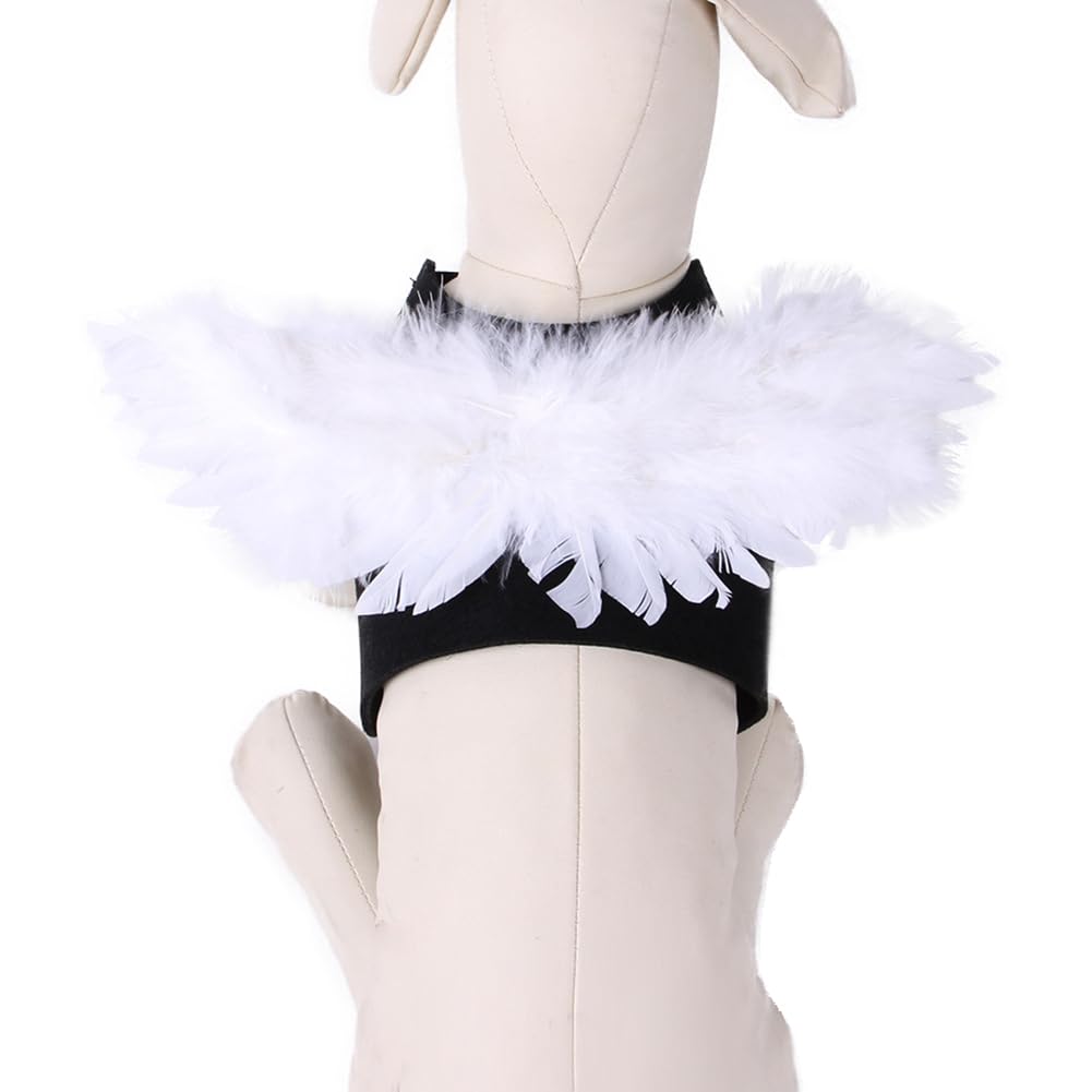 Weeh Pet Halloween Costume Cosplay Angel Devil Black White Wing For Dog Cat Rabbit Piggy (White, 13.6 X 7 Inch)