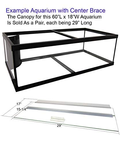 Glass Canopy For Aquariums With And Without Center Braces, 10 Gallon To 200 Gallon Aquariums (Tank With Center Brace, 60'' L X 1