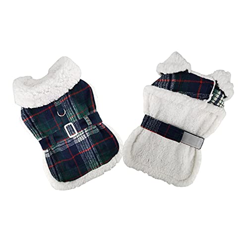 Sherpa-Lined Dog Harness Coat (X-Small, Brown & White Plaid)