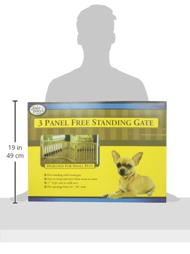 Four Paws Expandable Dog Gate, Wood Gate For Dogs, 3-Panel 24-68' W X 17' H
