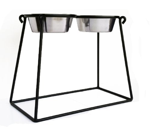 Pets Stop Pyramid Double Diner - Black - X-Large