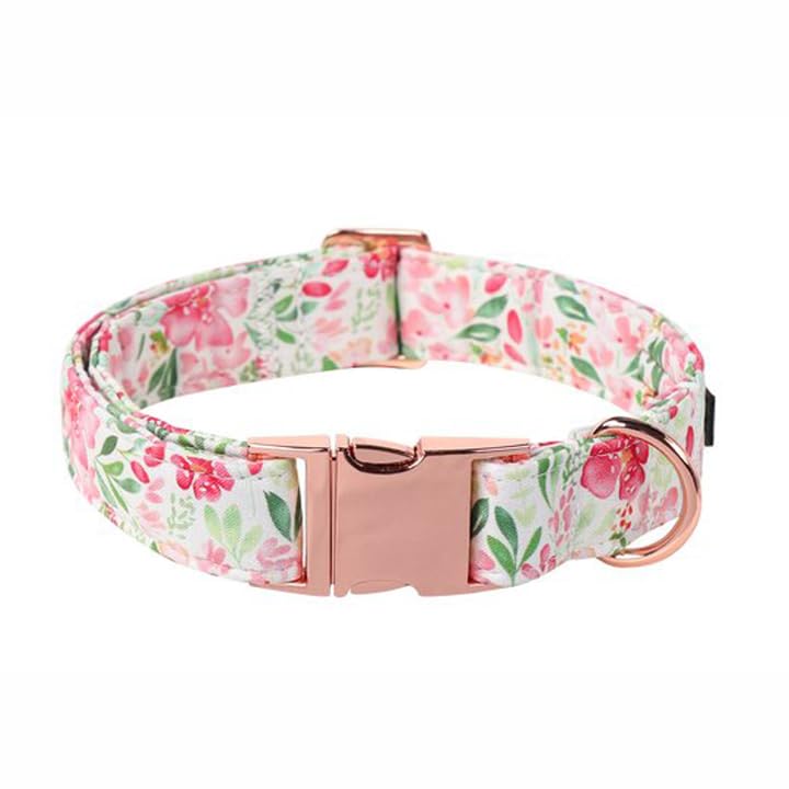 Lionet Paws Dog Collar, Comfortable Adjustable Cute Collar With Metal Buckle For Male Female Puppies, Pink Flower, Xs, Neck 8-12