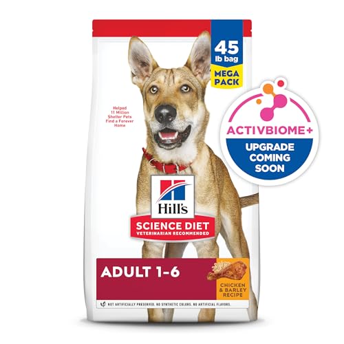 Hills Science Diet Adult 1-6, Adult 1-6 Premium Nutrition, Dry Dog Food, Chicken & Barley, 45 lb Bag