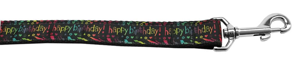 Pet Dog & Cat Nylon Collar or Leash, "Happy Birthday" 1" w x 6 ft. leash