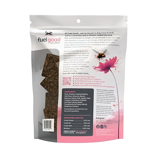 Fuel Good Wooffles High Protein Dog Treats - Pork, Bacon & Banana Recipe - 11oz Bag - High Protein Treats for Dogs, Made in The