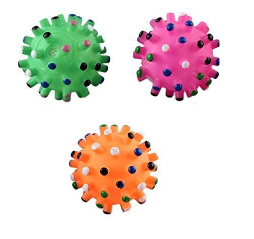 PSK PET MART 2 Pack Dog Toy Ball Squeaky Toy Quack (Multi Color, Silicone, Approx. 6.5 cm, Small & Medium Breeds)