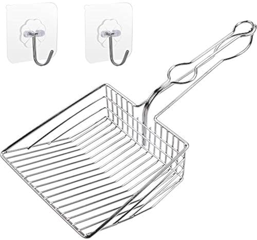 Qualiall All Metal Litter Scoop, Solid Metal Sifter, Cat Litter Scoop Metal Jumbo, Cat Urine Scoop, Litter Scooper With Holder, Litter Scooper Holder, Jumbo Cat Litter Scoop Sifter Scooper Holder