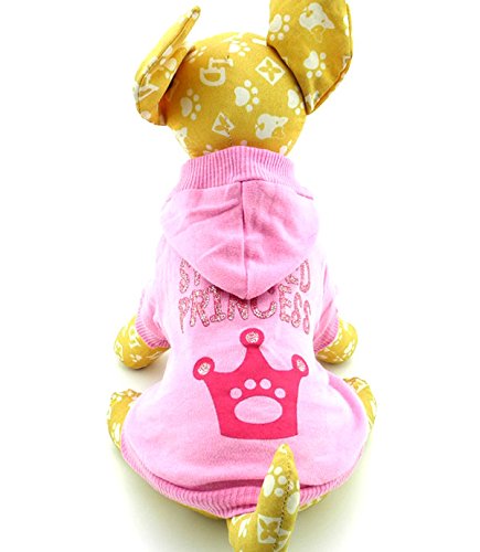 Smalllee_Lucky_Store Pink Hoodie Hooded Christmas T Tee Shirt Small Dog Christmas Clothes Costume - Spoiled Princess M