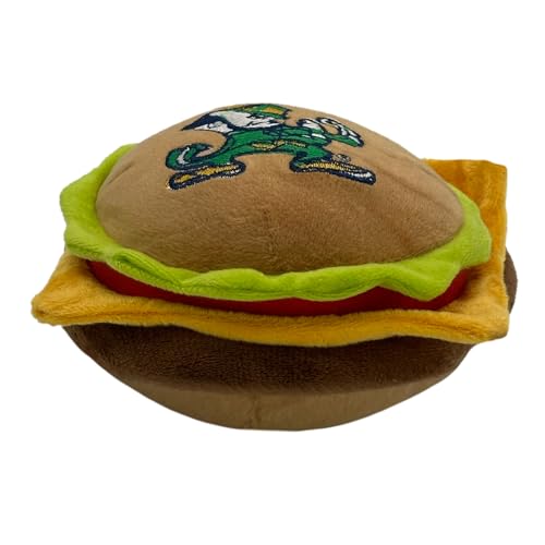 Ncaa Notre Dame Fighting Irish Cheeseburger Plush Dog & Cat Squeak Toy- Cutest Stadium Hamburger Snack Plush Toy For Dogs & Cats