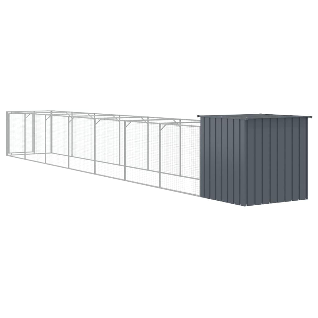 vidaXL Dog House with Run Anthracite 43.3x320.1x43.3 Galvanized Steel