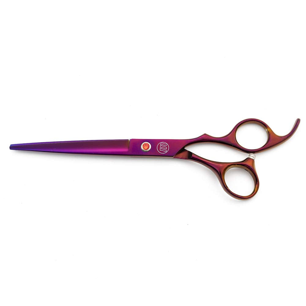 Moontay Professional 7.0' Dog Grooming Scissors Set, 4-Pieces Straight, Upward Curved, Downward Curved, Thinning/Blending Shears For Dog, Cat And Pets, Jp Stainless Steel, Purple
