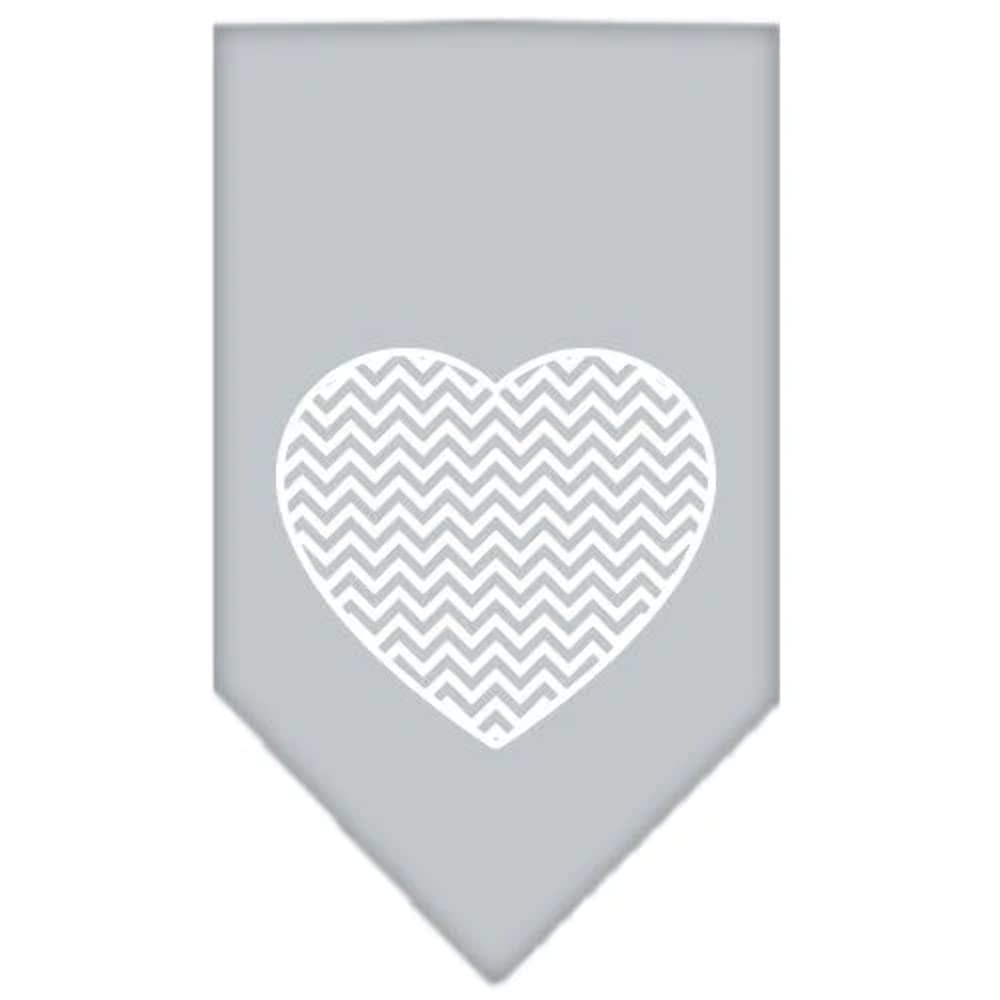 Pet and Dog Bandana Screen Printed, "Chevron Heart" Red Small