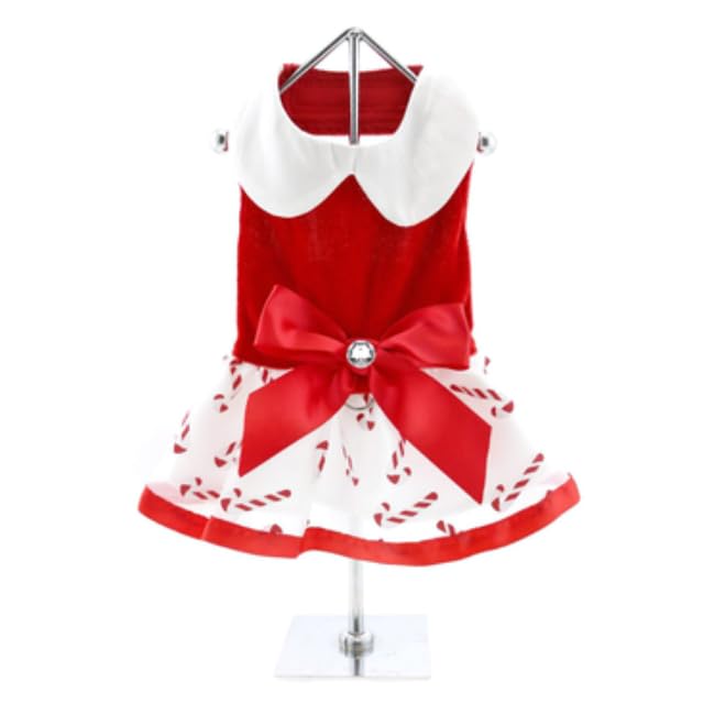 Doggie Design Holiday Dog Harness Dress - Candy Canes (X-Small)