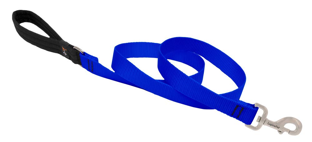 Dog Leash by Lupine in 1 Wide Blue 4-Foot Long with Padded Handle
