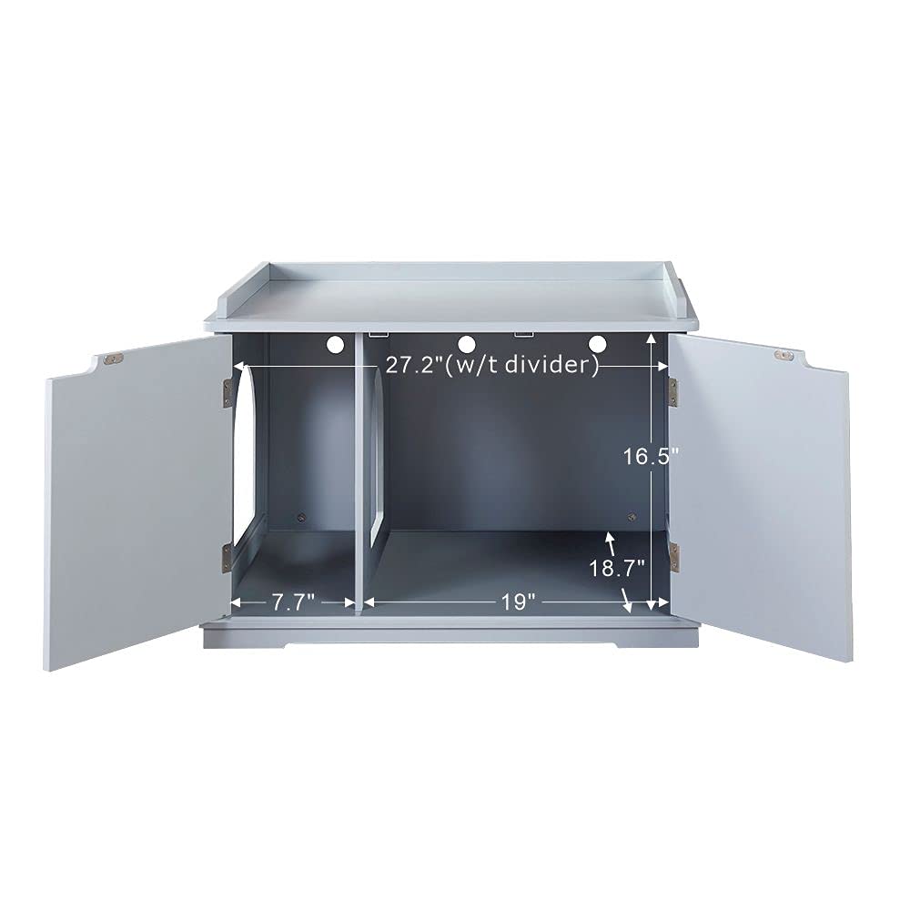 Unipaws Cat Litter Box Enclosure Furniture, Cat Washroom, Hidden Litter Box Cover, Cabinet For Large Cat, Dog Proof Cat Litter Boxes, Hideaway Litter Box, Cat House, Grey