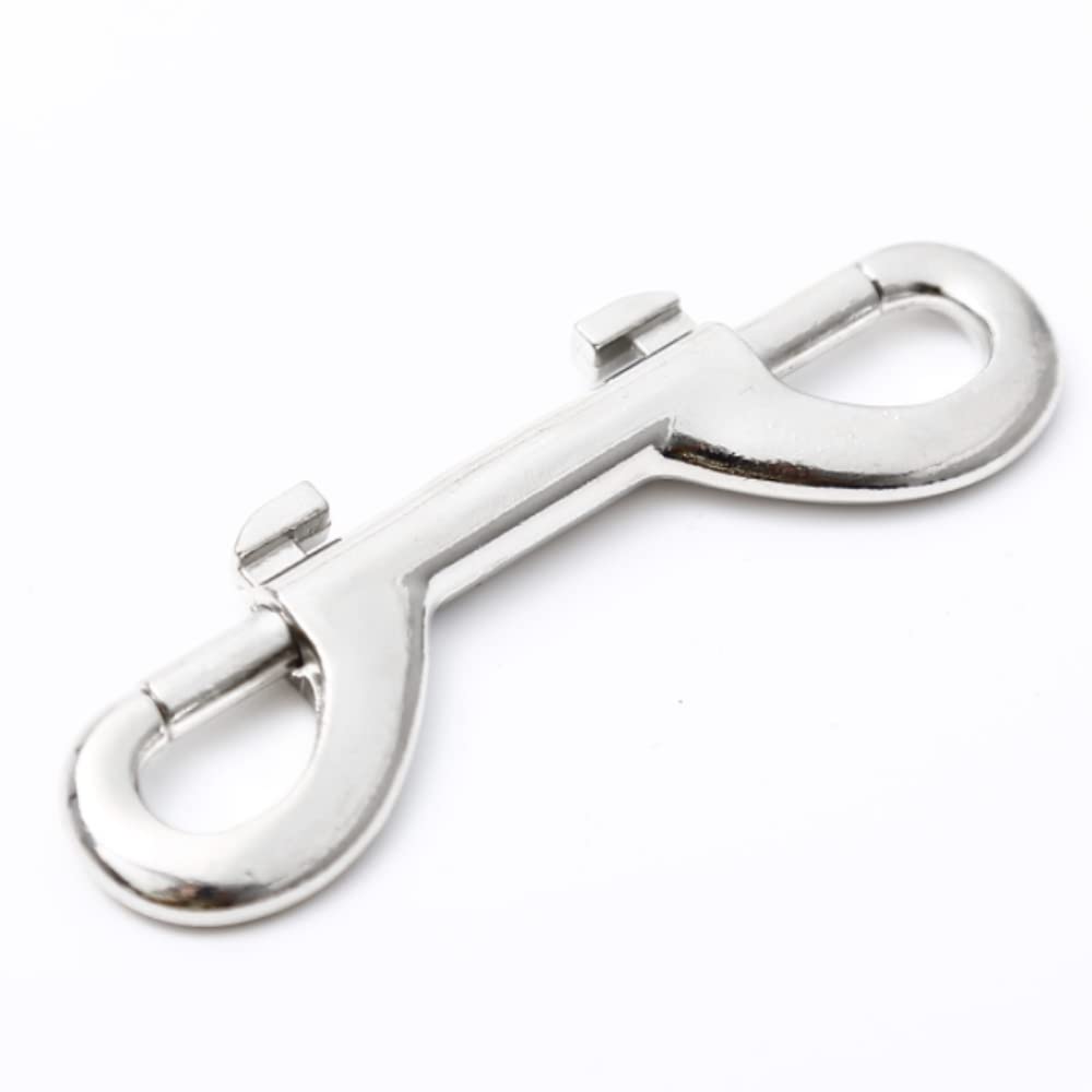 Jleivvi 2 Pcs Double Ended Lead For Dogs, Bolt Snap Hooks Zinc Alloy Double End Clip Silver Diving Clip Trigger Snaps For Diving