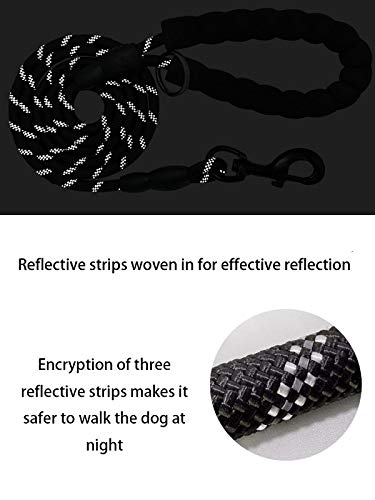 Dog Leash, 6 Foot Dog Leash, 2 Extra Padded Handles, Lockable Metal Carabiner Clip, Reflective No Pull Heavy Duty Rope Lead, Wal