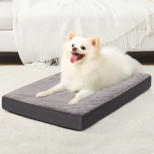 Ksiia Orthopedic Crate Bed: Deluxe Plush Washable Dog Bed For Small Dogs With Egg Crate Foam & Removable Cover, 23 X 17 Inch, Dark Gray