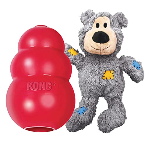 KONG - Classic and Wild Knots Bear - Dog Chew Toy and Stuffed Dog Rope Toy - for Small Dogs
